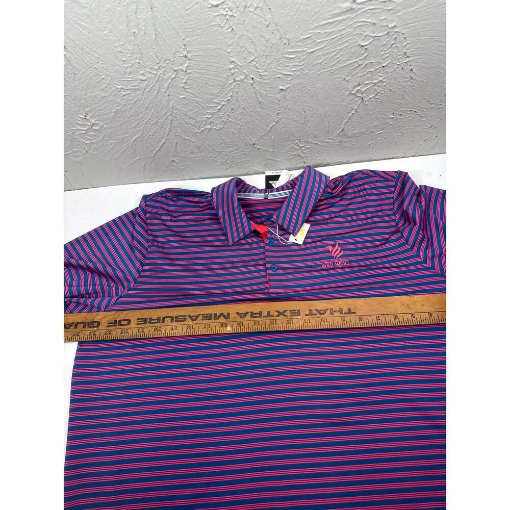Adidas Wild Wings Country Club Pink Blue Stripe UPF 50 Polo Shirt‎ Mens Size XL